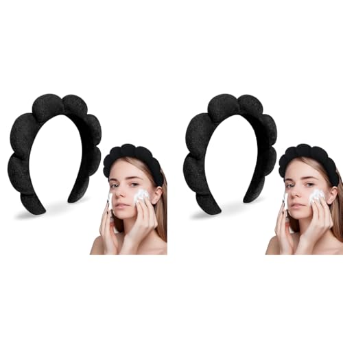 MAYCREATE® Facial Spa Headband for Women Girls, Soft Sponge Headband for Face Washing, Shower, Makeup Headband Fashion Clouds Hairband Non Slip Hair Hoop Headwear, Black 2 PCS MAYCREATE® Facial Spa Headband for Women Girls, Soft Sponge Headband for Face Washing, Shower, Makeup Headband Fashion Clouds Hairband Non Slip Hair Hoop Headwear, Black 2 PCS